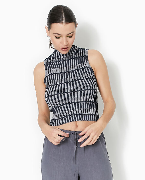 Pull sans manches en maille fantaisie bleu - Pimkie