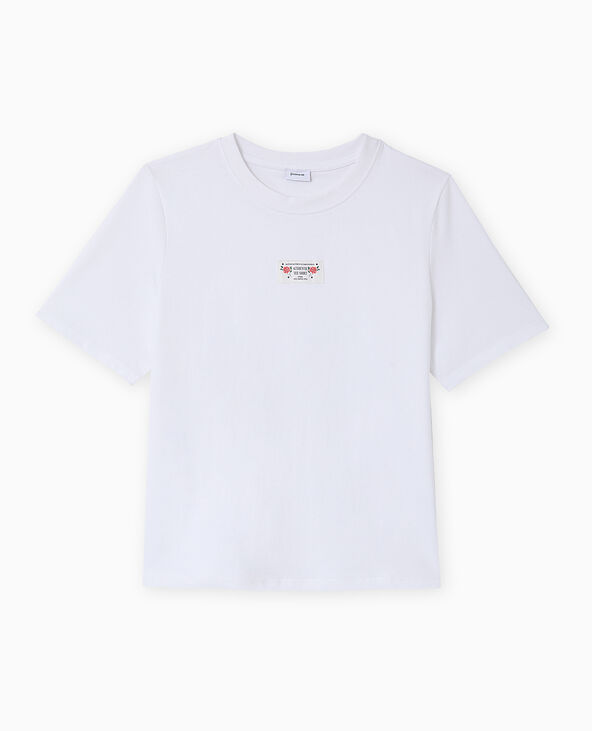 T-shirt avec étiquette cousue devant blanc - Pimkie