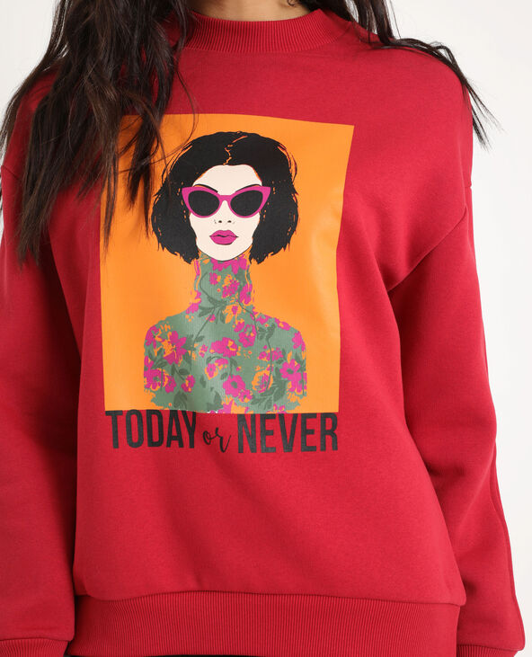 Sweat imprimé oversized rouge - Pimkie