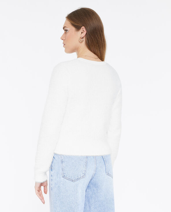 Gilet en maille fluffy blanc - Pimkie