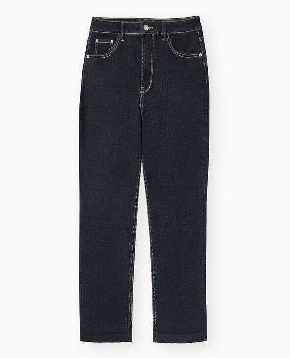 Jean droit taille regular avec bas coupés bleu - Pimkie