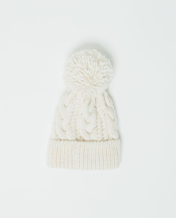Bonnet à pompon blanc - Pimkie