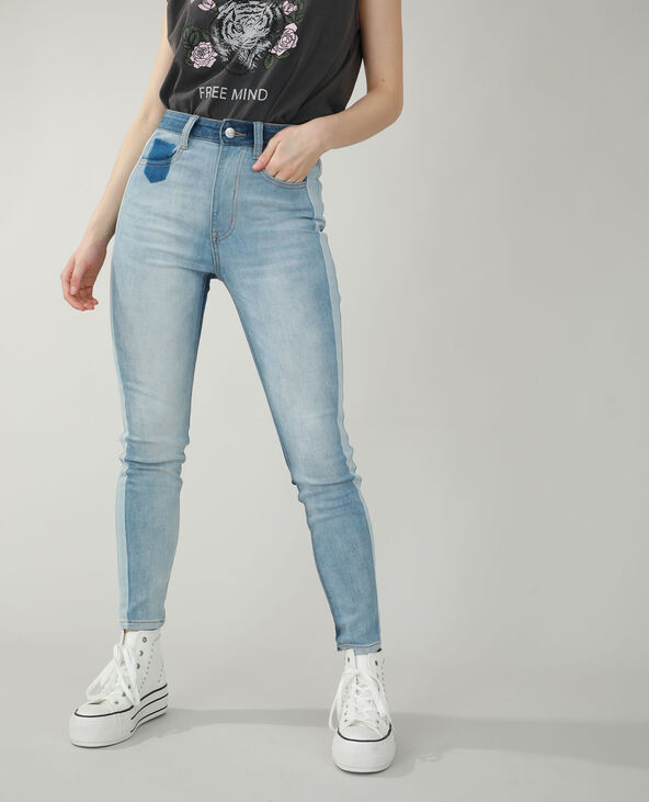 Jean skinny high waist bicolore bleu - Pimkie