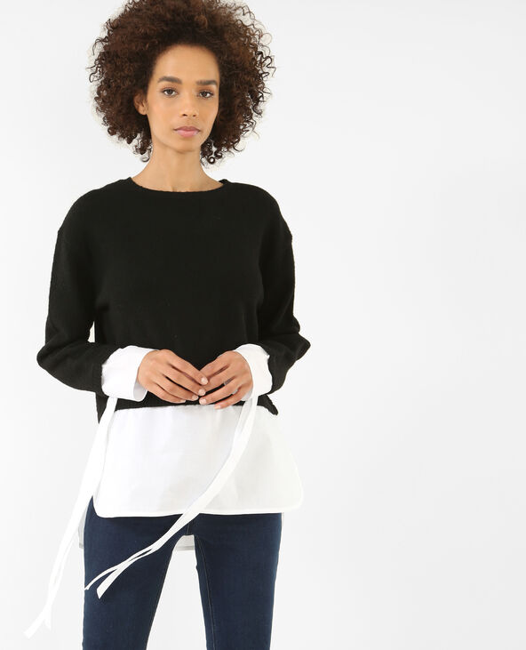 Pull noir chemise blanche shop