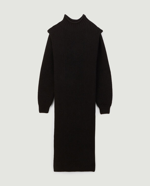 Robe pull longue avec effet épaulette noir - Pimkie