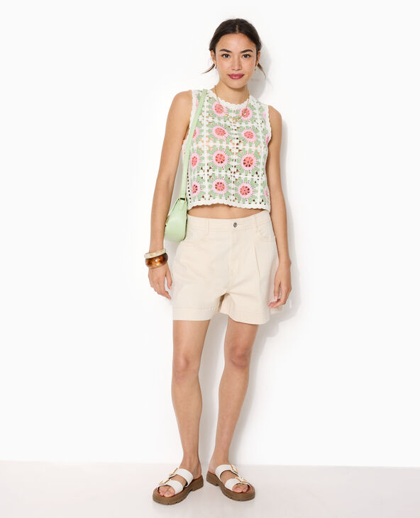 Top en maille crochet effet granny square rose - Pimkie