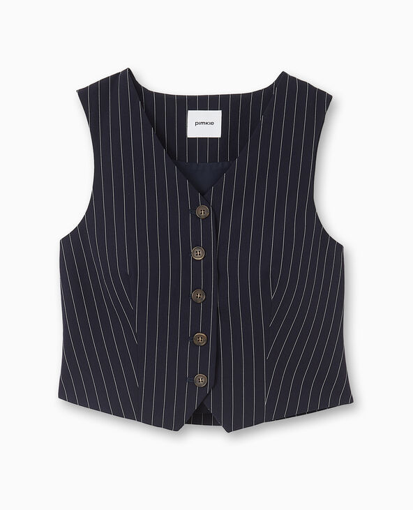 Gilet de barman avec rayures banquier bleu marine - Pimkie