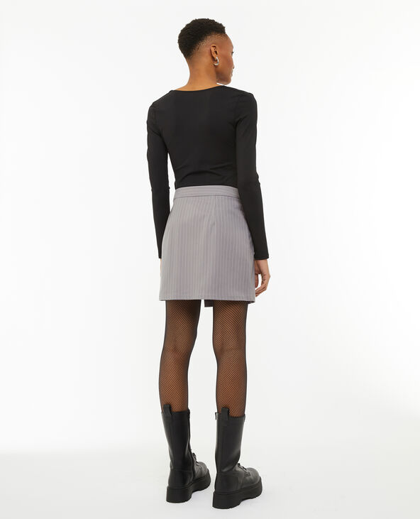 Jupe courte portefeuille gris - Pimkie