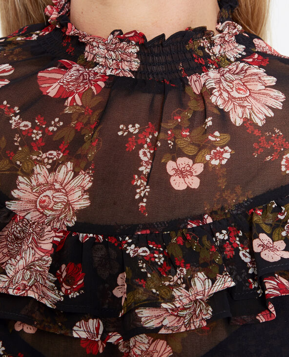 Blouse transparente imprimée noir - Pimkie