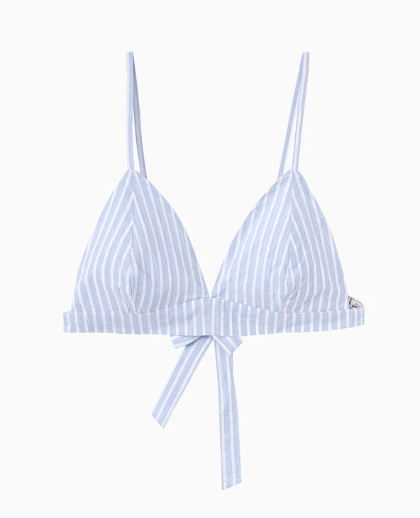Brassière nouée dos rayée bleu - Pimkie