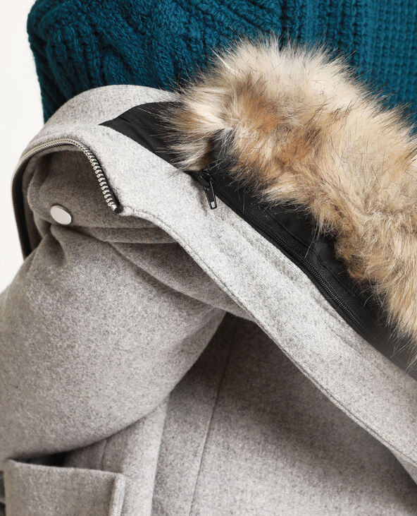 Manteau à capuche gris chiné - Pimkie