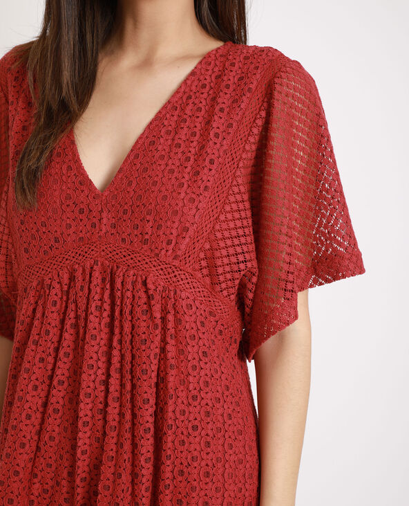 Robe en dentelle bordeaux - Pimkie