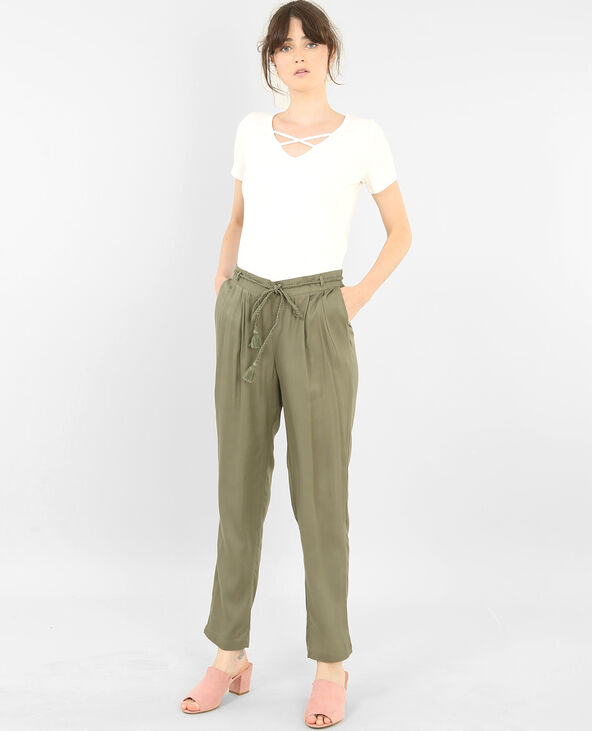 Pantalon fluide vert de gris - Pimkie