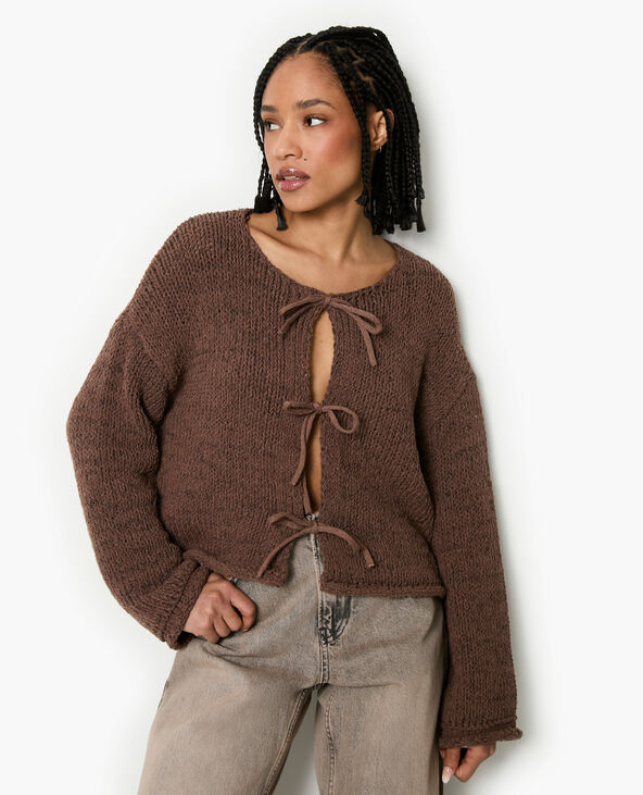 Gilet court avec nouettes devant marron - Pimkie