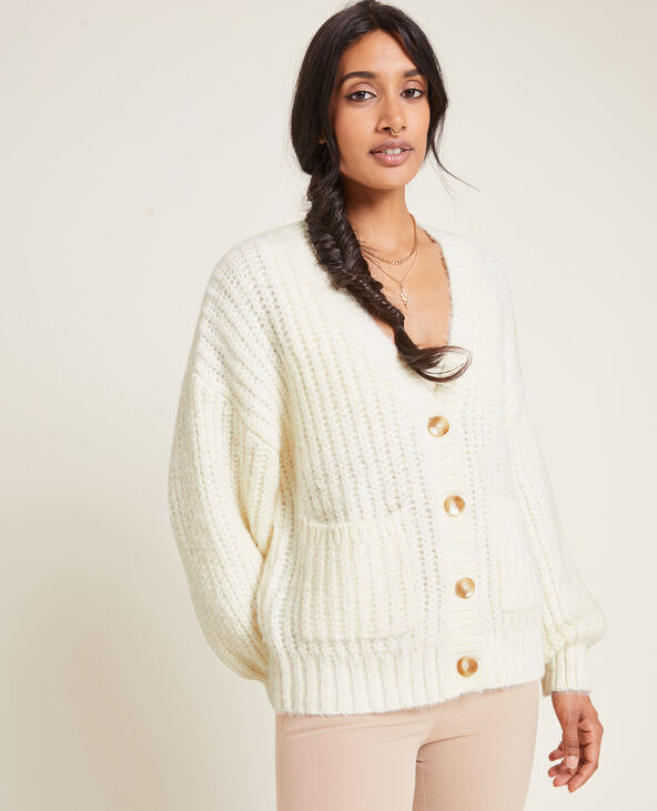 Gilet en grosses mailles blanc - Pimkie