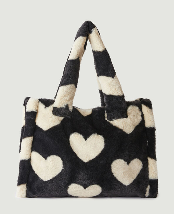 Sac cabas moumouté motifs cœurs blanc - Pimkie