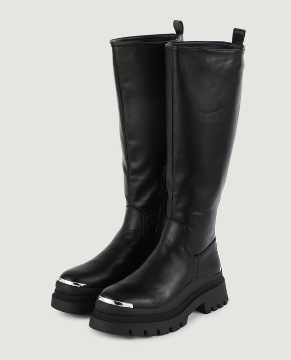 Bottes hautes crantées noir - Pimkie