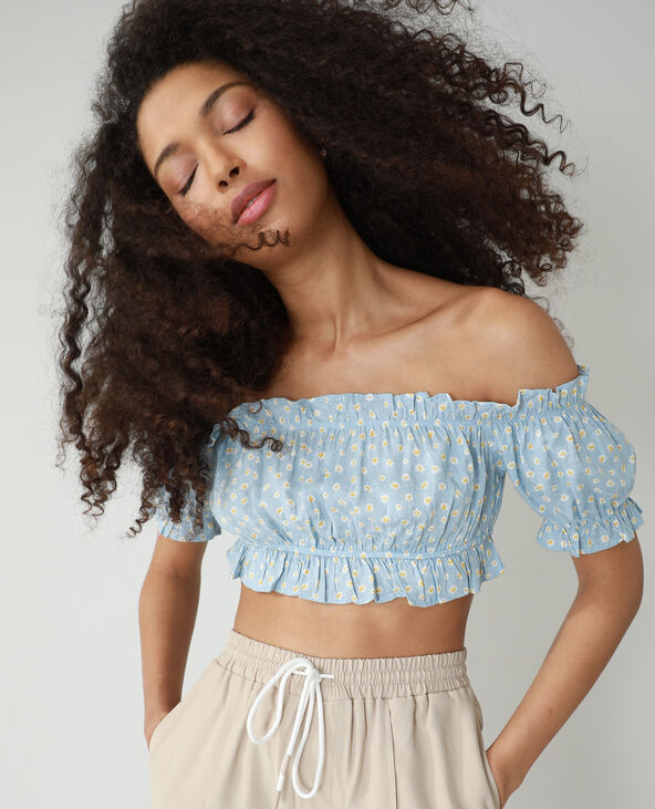 Crop top fleuri bleu - Pimkie