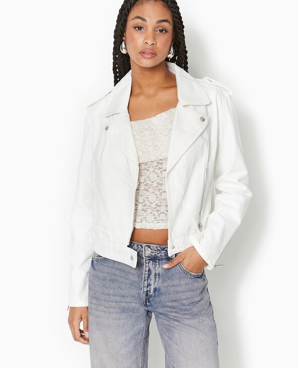 Blouson biker en jean blanc - Pimkie