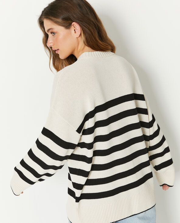 Pull rayé col rond blanc - Pimkie