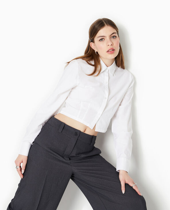 Chemise courte manches longues  blanc - Pimkie