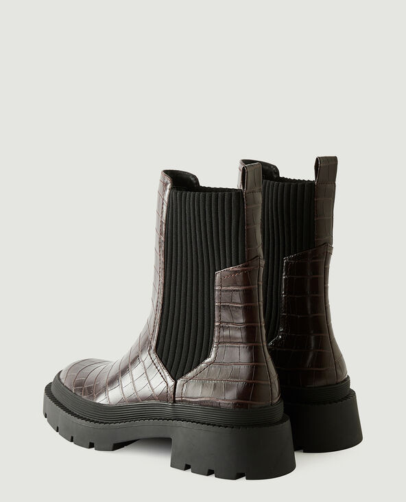 Bottines Chelsea croco marron - Pimkie