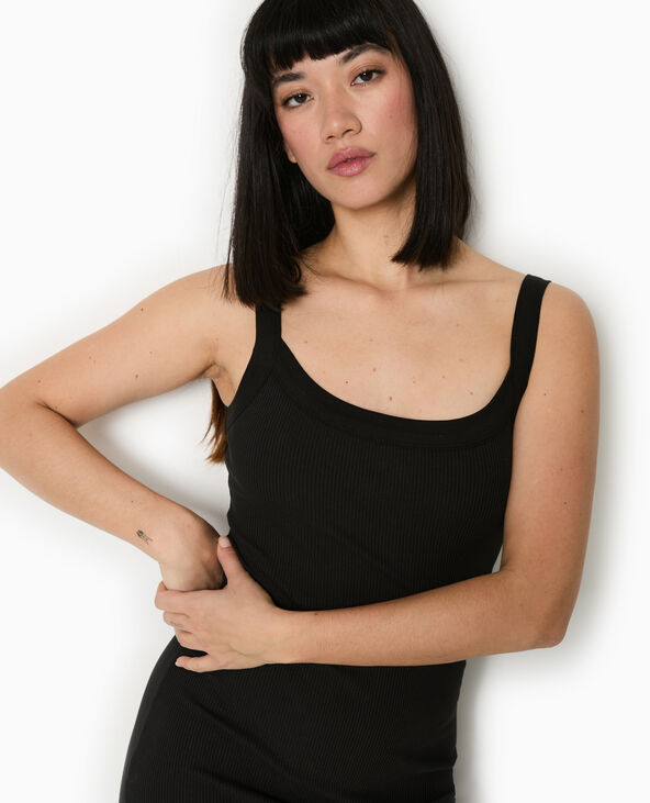 Robe longue et moulante en maille côtelée noir - Pimkie