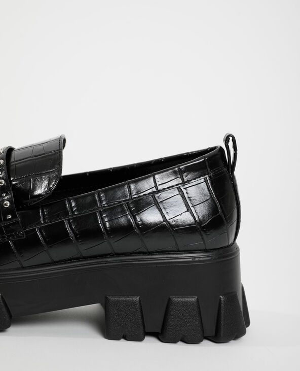 Mocassins croco à clous noir - Pimkie