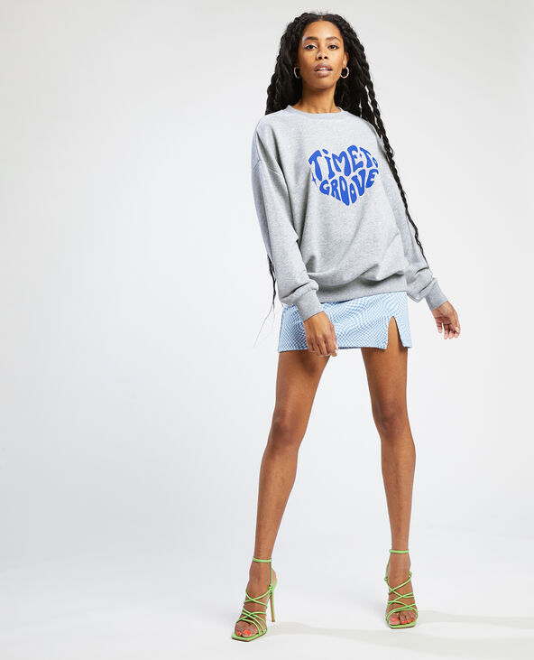 Sweat col rond gris chiné - Pimkie