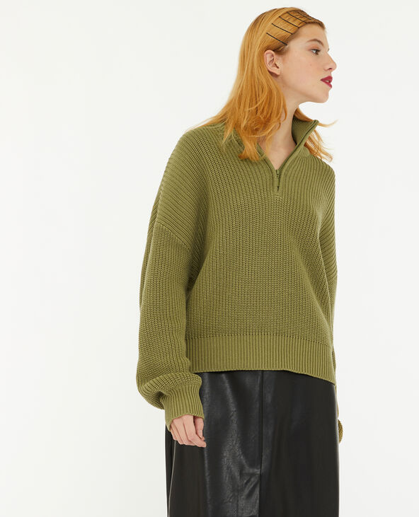 Pull col camionneur vert kaki - Pimkie