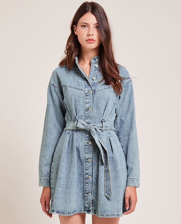 Robe en jean boutonnée bleu clair - Pimkie