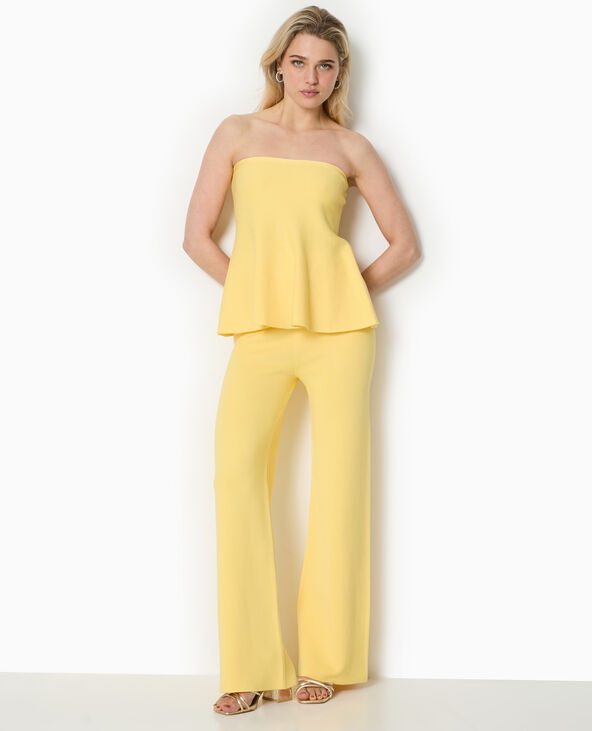 Pantalon droit en tricot jaune - Pimkie