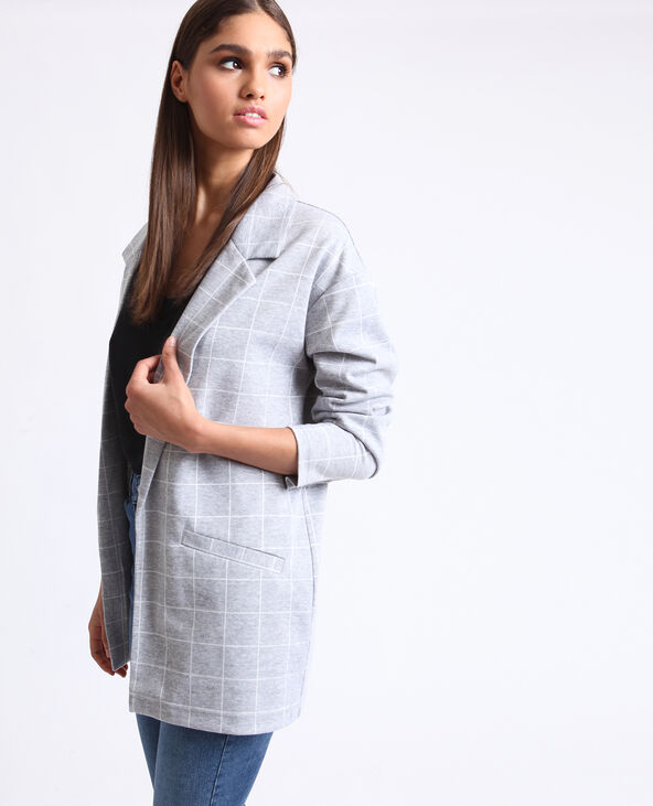 Blazer à carreaux gris chiné - Pimkie