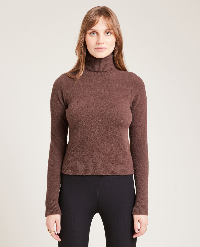 Pull col roulé maille fluffy marron - Pimkie