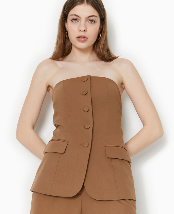 Top bustier boutonné marron - Pimkie