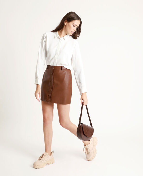 Jupe en faux cuir marron - Pimkie