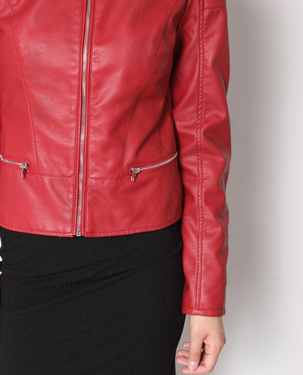 Veste en simili cuir rouge - Pimkie