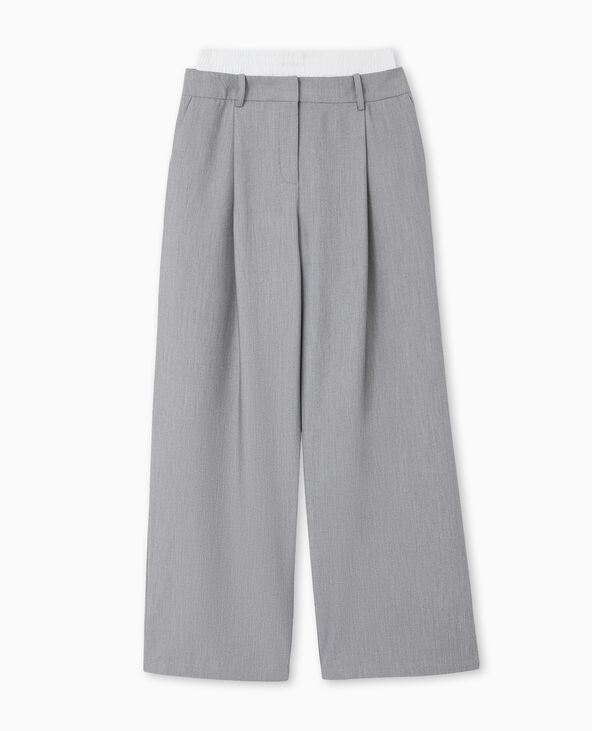 Pantalon large avec effet caleçon apparent gris - Pimkie