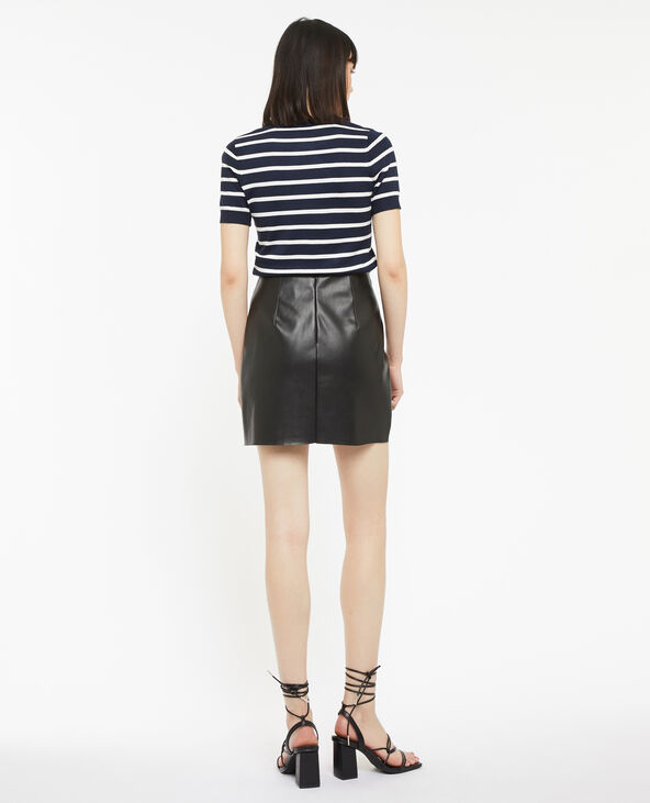 Jupe courte en simili cuir noir - Pimkie