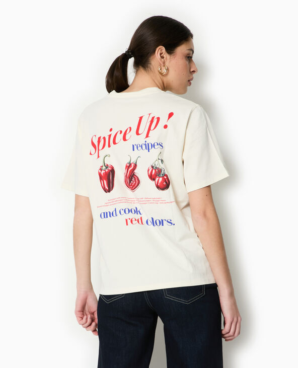 T-shirt oversize avec print devant et dos blanc - Pimkie