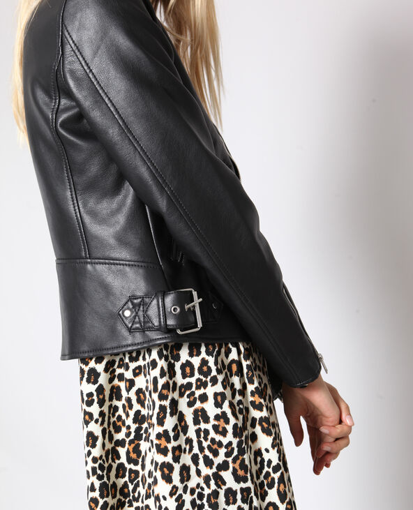 Blouson biker simili cuir noir - Pimkie