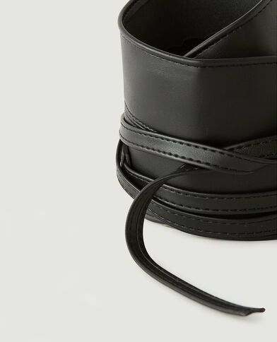 Ceinture large à nouer en simili cuir noir - Pimkie