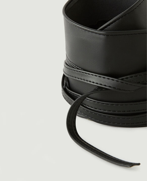 Ceinture large à nouer en simili cuir noir - Pimkie