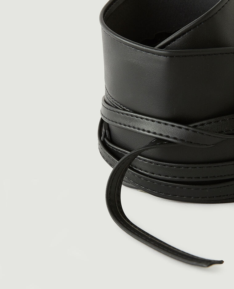 Ceinture large à nouer en simili cuir noir - Pimkie