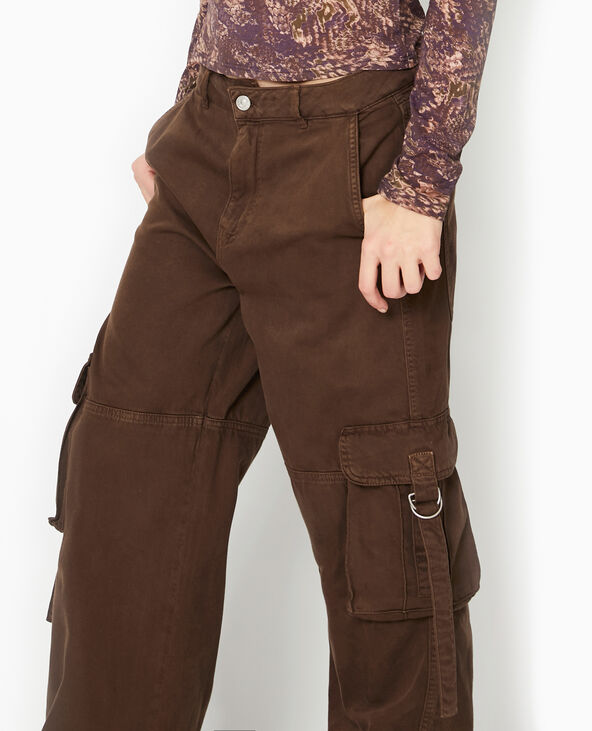 Pantalon large cargo en toile marron - Pimkie