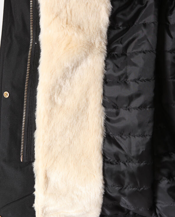 Parka longue avec fausse fourrure noir - Pimkie