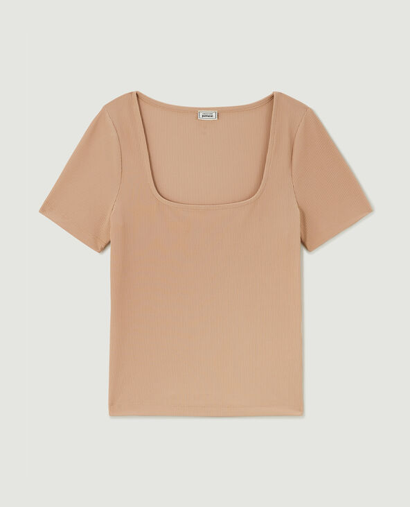 Top encolure carré maille côtelée taupe - Pimkie