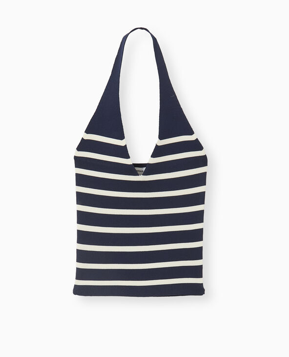 Top dos-nu en maille rayée noir - Pimkie