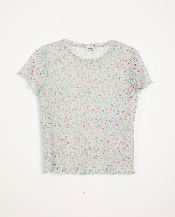 T-shirt à fleurs bleu turquoise - Pimkie