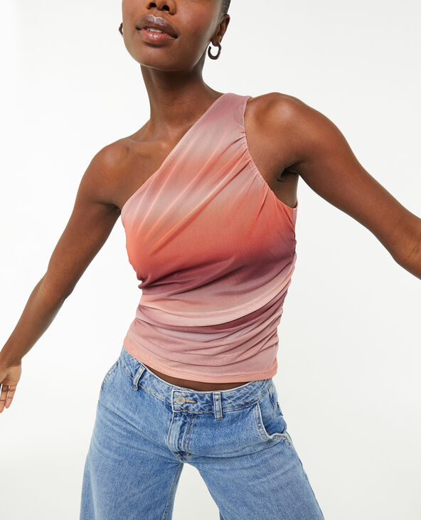 Top one shoulder asymétrique en micro-mesh rose - Pimkie